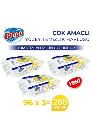 Bingo Yüzey Temizlik Havlusu Large Limon 96x3 (288 YAPRAK) ürün görseli 1