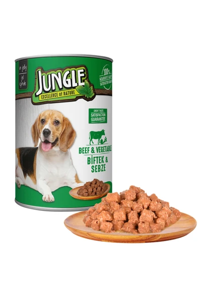 Jungle Köpek 415 gr Biftekli-Sebzeli Konserve Skt: 09/2026 ürün görseli 1