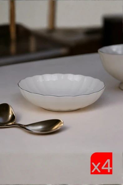 Kütahya Porselen Bone Luz Platin Fileli Bowl Kase 25x6cm 2000ml 4 lü BNLZF25KS00 ürün görseli 1