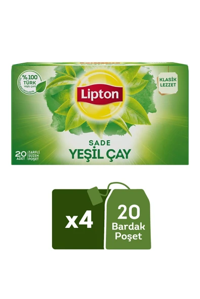 Lipton Berrak Yesil Çay Sade 20'li Bardak Poset Cay X 4 Adet ürün görseli 1