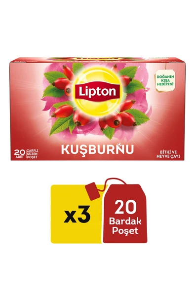 Lipton Kuşburnu Çayı Bardak Poşet 20 'li*3 Paket... ürün görseli 1