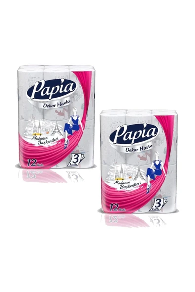 Papia Dekor Kagıt Havlu 12 Li X 2 Paket = 24 Rulo ürün görseli 1