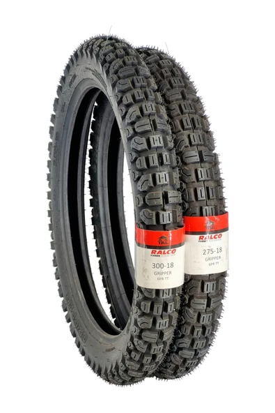 RALCO TYRES CG Dişli Lastik Seti 300-18 ve 275-18 (TT-İç lastikli Tip) uyumlu ürün görseli 1