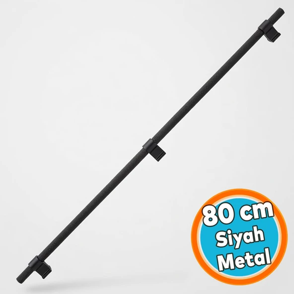 Metal Kulp 800 mm Tırtıklı Desen Mobilya Çekmece Mutfak Dolabı Dolap Kulpları Kulbu Siyah 80 cm ürün görseli 1