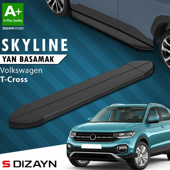 VW T-Cross Skyline Siyah Yan Basamak 173 Cm 2019-2023 A+ Kalite ürün görseli 1