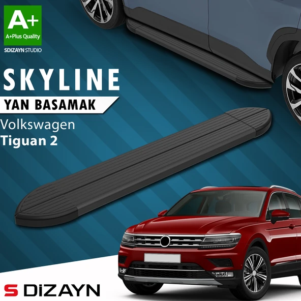 VW Tiguan 2 Skyline Siyah Yan Basamak 173 Cm 2016-2024 A+ Kalite ürün görseli 1