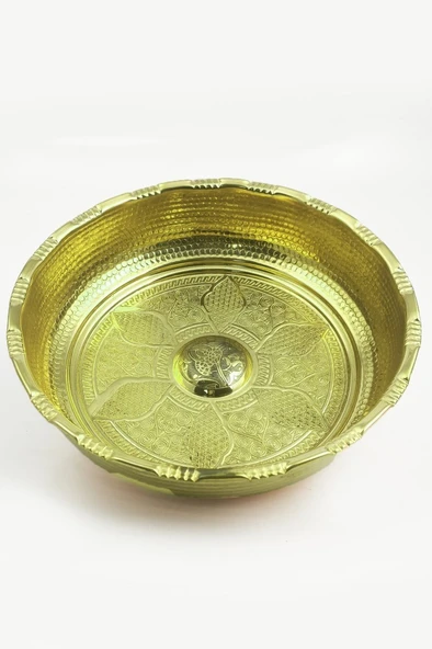 El İşlemeli Orijinal Banyo Bakır Hamam Tası Gold ürün görseli 1