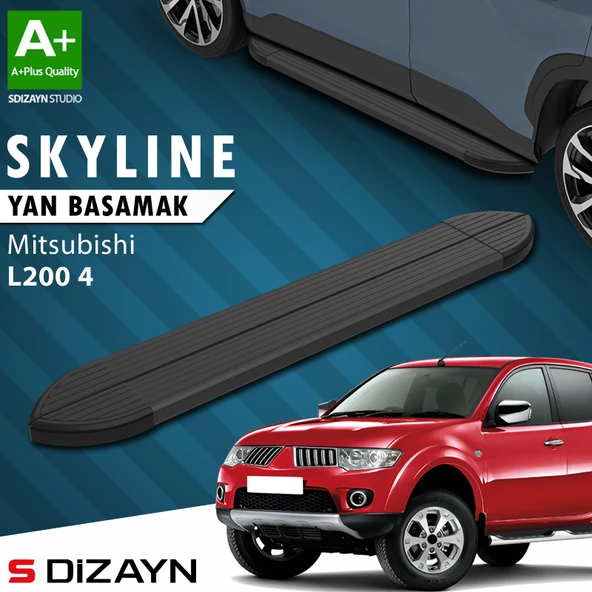 Mitsubishi L200 4 Skyline Siyah Yan Basamak 193 Cm 2006-2015 A+ Kalite ürün görseli 1