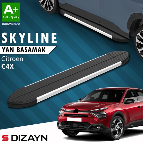 S-Dizayn Citroen C4 X Skyline Aluminyum Yan Basamak 183 Cm 2022 Üzeri A+ Kalite ürün görseli 1