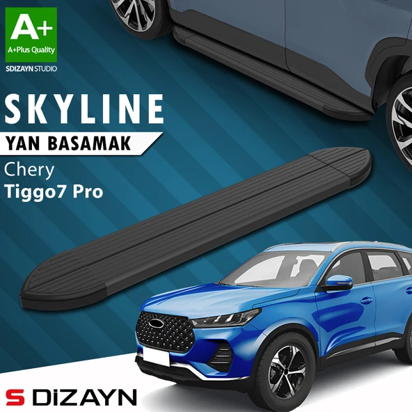 S-Dizayn Chery Tiggo7 Pro Skyline Siyah Yan Basamak 183 Cm 2022 Üzeri A+ Kalite ürün görseli 1