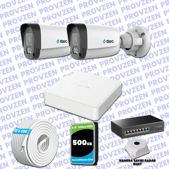 Provzen TTec Hikvision 2 Kameralı IP Full HD Mikrofonlu Güvenlik Kamerası ürün görseli 1