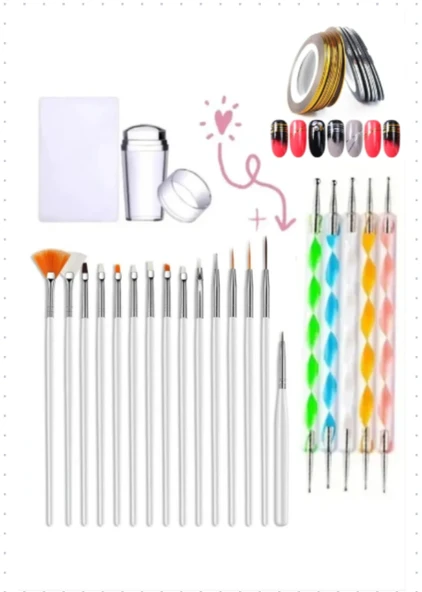 Fontenay JelTırnak NailArt TırnakSüsleme BoyamaFırça Seti FrenchStamper DotKalem TırnakŞeritBant Set ürün görseli 1
