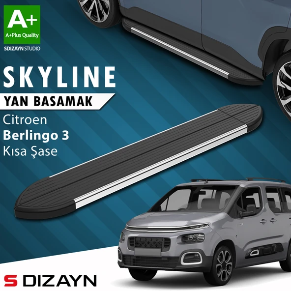 Citroen Berlingo 3 Kısa Şase Skyline Krom Yan Basamak 203 Cm 2018 Üzeri A+ Kalite ürün görseli 1