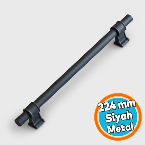 Mobilya Mutfak Çekmece Dolap Kapak Dolabı Kulbu Kulpları Kulpu Metal 22.4 cm Siyah Kulp 224 mm ürün görseli 1