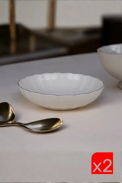 Kütahya Porselen Bone Luz Platin Fileli Bowl Kase 25x6cm 2000ml 2 li BNLZF25KS00 ürün görseli 1