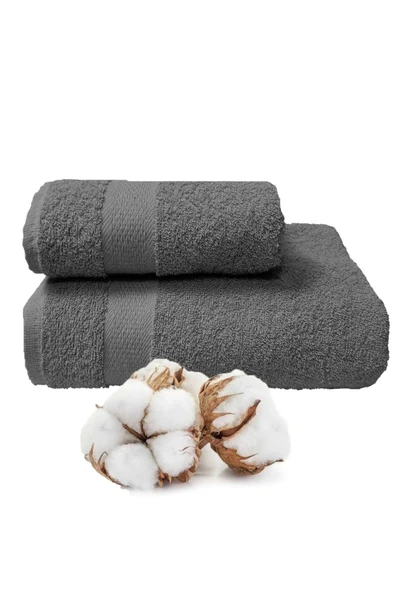 2 li Banyo Havlu Takımı %100 Pamuklu Dry Antrasit ürün görseli 1