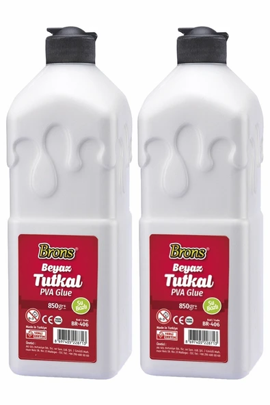 Beyaz Tutkal 850 gr 2 Adet Brons Beyaz Mobilya Yapıştırıcısı Tutkalı 850 gr Ahşap Tutkalı Su Bazlı Çok Amaçlı Beyaz ürün görseli 1