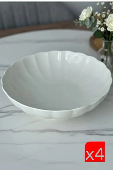 Kütahya Porselen Bone Luz Krem Bowl Kase 25x6cm 2000ml 4 lü BNLZF25KS00 ürün görseli 1