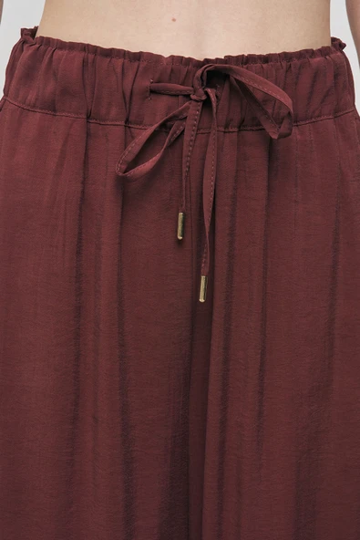 Kadın Basic Modal Bol Paça Beli Lastikli Dökümlü Pantolon - Resim 3