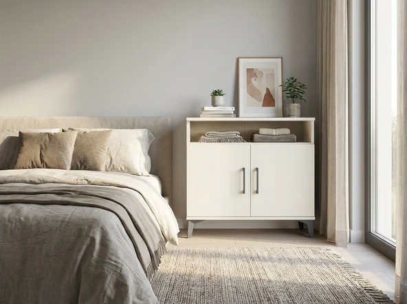 Dienni Arges Şifonyer 2 Raflı 2 Kapaklı 88x30x80 Aytaşı-Aytaşı ürün görseli 1