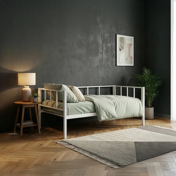 Unimet Titan Daybed Tek Kişilik Sedir Metal Karyola - Beyaz 90X190 ürün görseli 1