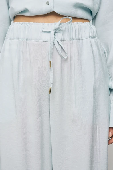 Kadın Basic Modal Bol Paça Beli Lastikli Dökümlü Pantolon - Resim 7