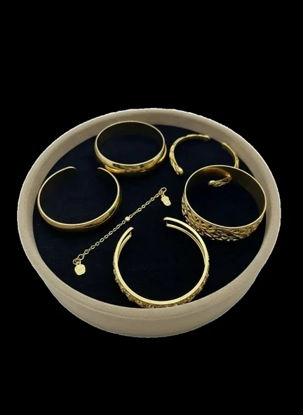Süet Kumaş İki Renk 20/20 Cm Yuvarlak Batırmalı Bileklik Kelepçe Tablası ürün görseli 1