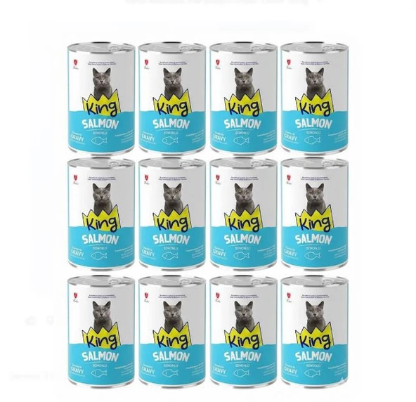 King Sos İçinde Et Parçacıklı Somonlu Yetişkin Kedi Konservesi 400 Gr (12 Adet) ürün görseli 1