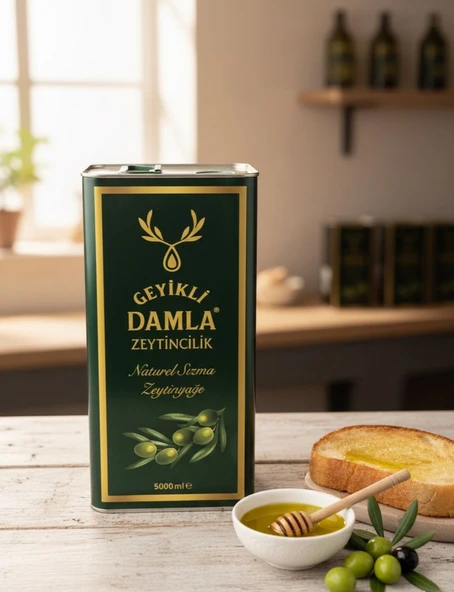 Geyikli Damla Erken Hasat Soğuk Sıkım Naturel Sızma Zeytinyağı (5 Litre) ürün görseli 1