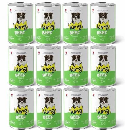 King Sos İçinde Et Parçacıklı Dana Etli Yetişkin Köpek Konservesi 400 Gr (12 Adet) ürün görseli 1