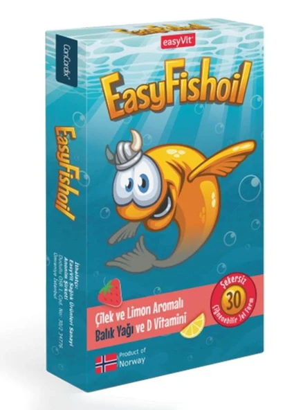 Easy Fishoil Çocuk 30 Çiğneme Form Çilek ve Limon Aromalı ürün görseli 1