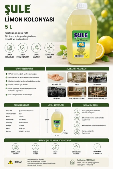 Şule Limon Kolonyası 5 L ürün görseli 1
