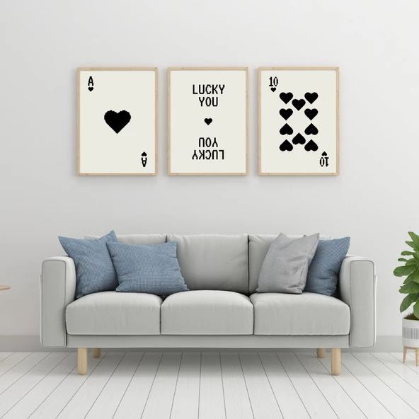 Siyah Kartlar Duvar Tablosu Çerçeveli 3'lü Set Ahşap Renk 21 x 30 Boyut/Ebat ürün görseli 1