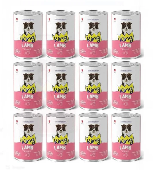 King Sos İçinde Et Parçacıklı Kuzu Etli Yetişkin Köpek Konservesi 400 Gr (12 Adet) ürün görseli 1