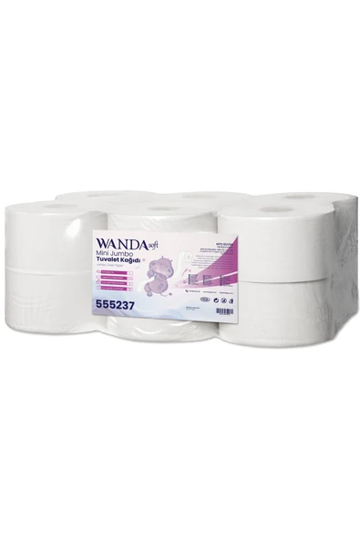 Wanda Soft Mini Jumbo Tuvalet Kağıdı 6 KG 145M Rulo - 12'lı Paket - 2 Katlı, 21cm Yaprak Eni ürün görseli 1