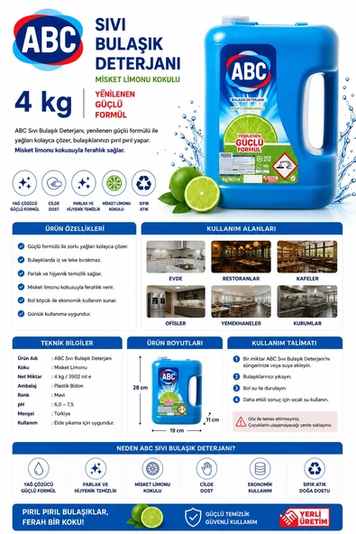 Abc Sıvı Bulaşık Deterjanı 4 kg ürün görseli 1