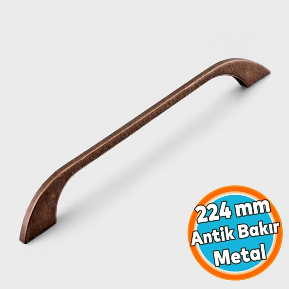 Metal Mobilya Mutfak Dolabı Dolap Kulpu Kulbu Kulpları 224 mm - 22.4 cm Eskitme Antik Bakır ürün görseli 1