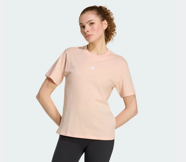 adidas Essentials Small Logo Kadın Pembe Yuvarlak Yaka Tişört KE0429 ürün görseli 1