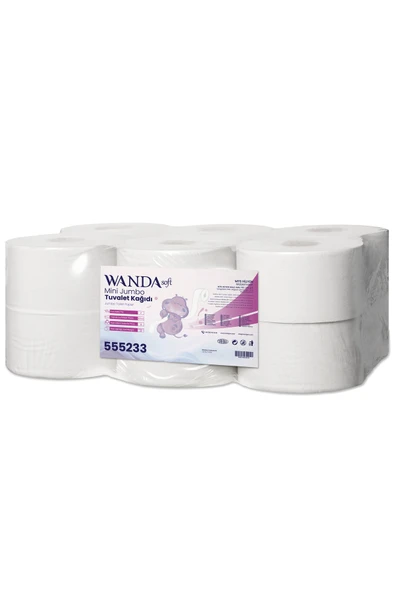 Wanda Soft Mini Jumbo Tuvalet Kağıdı 4 KG 95M Rulo - 12'li Paket - 2 Katlı, 21cm Yaprak Eni ürün görseli 1