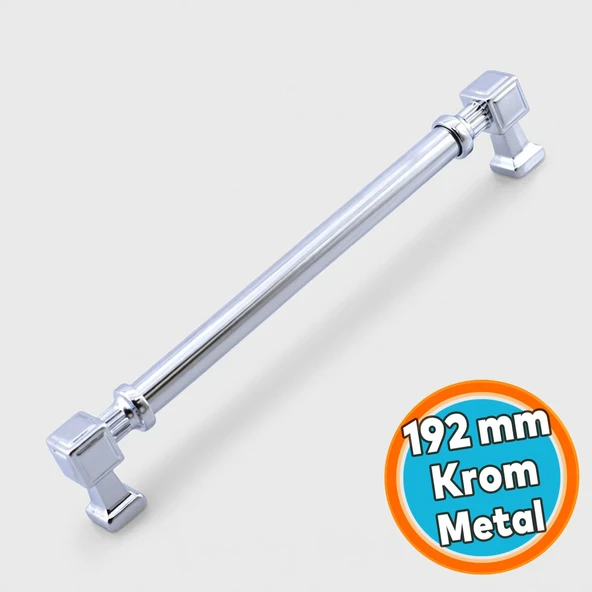 Mobilya Çekmece Mutfak Dolabı Dolap Kulpları Kulb 19.2 cm Metal Gümüş Krom Renk Kulp 192 mm ürün görseli 1