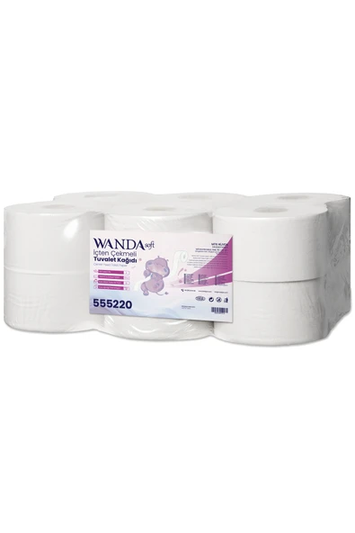 Wanda Soft Mini Cimri İçten Çekmeli Tuvalet Kağıdı 4 KG 88M Rulo - 12'li Paket - 2 Katlı, 21cm Yaprak Eni ürün görseli 1