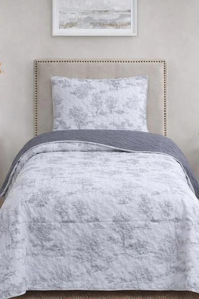 Uniqe Elyaf Dolgulu Tek Kişilik 180x240 Cm Yatak Örtüsü Gri ürün görseli 1