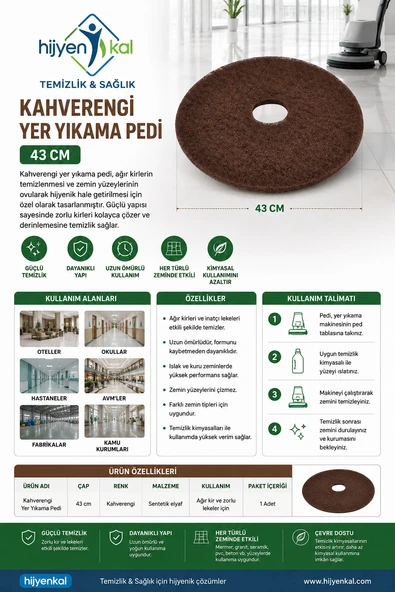Kahverengi Yer Yıkama Pedi 43 cm ürün görseli 1