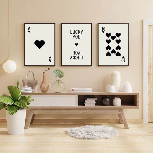 Siyah Kartlar Duvar Tablosu Çerçeveli 3'lü Set Siyah Renk 21 x 30 Boyut/Ebat ürün görseli 1