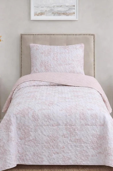 Uniqe Elyaf Dolgulu Tek Kişilik 180x240 Cm Yatak Örtüsü Pudra ürün görseli 1