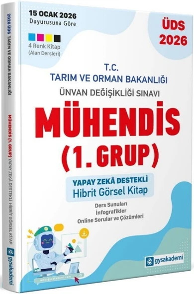 2026 ÜDS Tarım Ve Orman Bakanlığı Mühendis 1. Grup Yapay Zeka Destekli Görsel Hibrit Kitap GYSAkademi ürün görseli 1