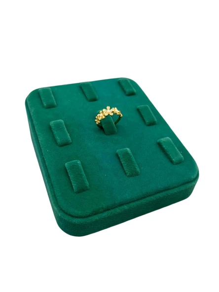 Süet Kumaş Yeşil Renk 12/11 cm Çoklu Tırnaklı Yüzük Sergileme Aksesuar ürün görseli 1