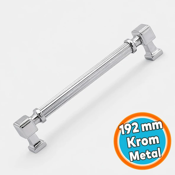 Metal Kulp Mobilya Çekmece Mutfak Dolabı Dolap Kulpları Lüks Kulb Çizgili Krom Renk 192 mm 19.2 cm ürün görseli 1
