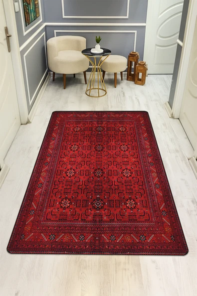 Klasik Desenli Dijital Baskı Kaymaz Taban Halı H0097 RENKLİ 200 X 300 ürün görseli 1