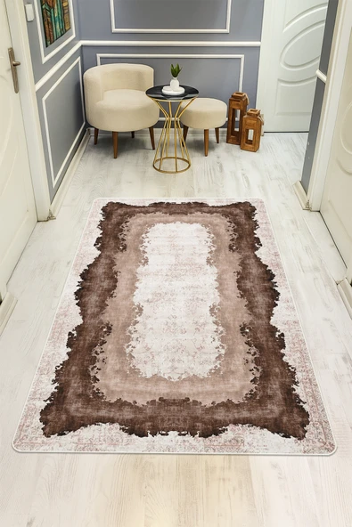 Eskitme Desenli Dijital Baskı Kaymaz Taban Halı H0080 RENKLİ 120 X 180 ürün görseli 1